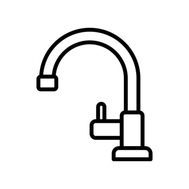 Lavabo musluğu ikonu. Mutfak gereçleri çizimi.