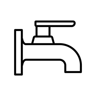 Su musluğu simgesi. Tesisat ekipmanları çizimi.
