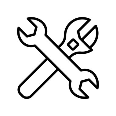 İngiliz anahtarı ve anahtar simgesi servisi ve onarım logosu.