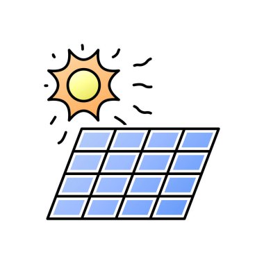 Güneş panelleri simgesi logosu. Yeşil elektrik enerjisi illüstrasyonu.