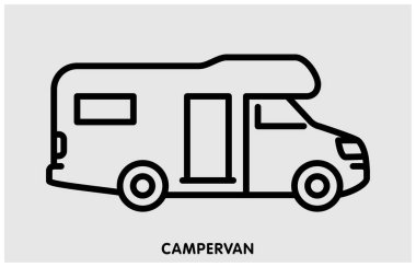 Campervan Araç Hattı Simgesi.