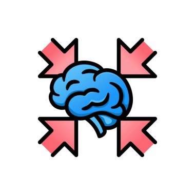 Tehdit altındaki bir beynin çarpıcı bir vektör ikonu, stres, zihinsel gerginlik ve sağlık ve sağlık kavramları için psikolojik baskıyı sembolize eder.