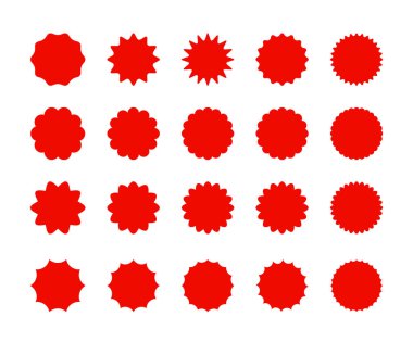 Kırmızı Rozet Etiketi Simgesi Ayarlandı. Sertifikalar, promosyonlar, indirimler ve ödüller için boş etiketler.