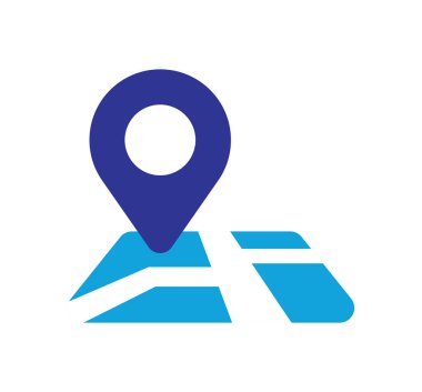 Basit harita GPS konseptinde konum pin imleci