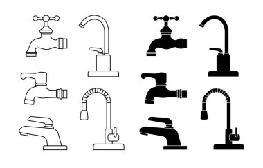 Musluk simgeleri ayarlandı. Su musluğu, wastafel musluğu..