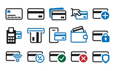Ödeme İşlem Kredi Kartı simgesi seti.