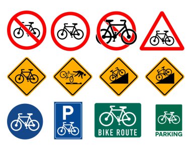 Bisiklet trafik işaretleri ayarlandı. Bisiklet için yol sembolü.