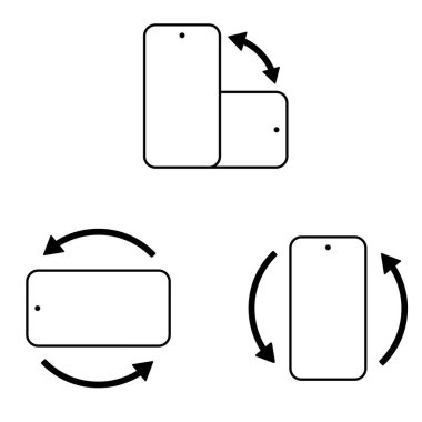 Mobil ekran döndürme simgesi. Yatay dikey döndürme çizelgesi.