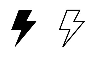 Elektrik flaşı ve şimşek sembolleri içeren düz stil yıldırım simgesi seti Uygulamalar web siteleri ve dijital projeler için temiz vektör çizimleri UI tasarımları için basit modern enerji işaretleri