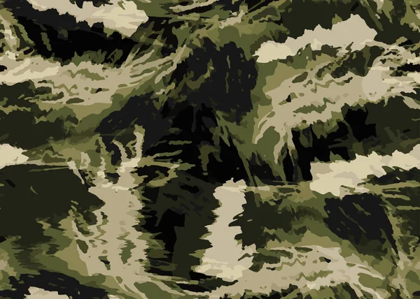 Pełny Bezszwowy Abstrakcyjny Wojskowy Kamuflaż Wektor Skóry Dekoracji Tkanin Zielona — Wektor stockowy