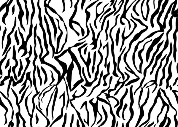 Volledige Naadloze Zebra Tijgerpatroon Textieltextuur Print Vector Achtergrond Zwart Wit — Stockvector