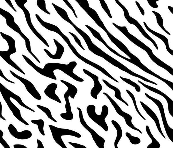 Full Seamless Zebra Tiger Mönster Textil Textur Vektorns Bakgrund Svart — Stock vektor