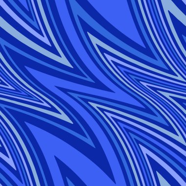 Tam Kusursuz Dikey Zigzag Doku Deseni. Mavi Vektör. Elbise Kumaşı Parmak izi. Tekstil ve Ev Dekorasyonu için Tasarım. 