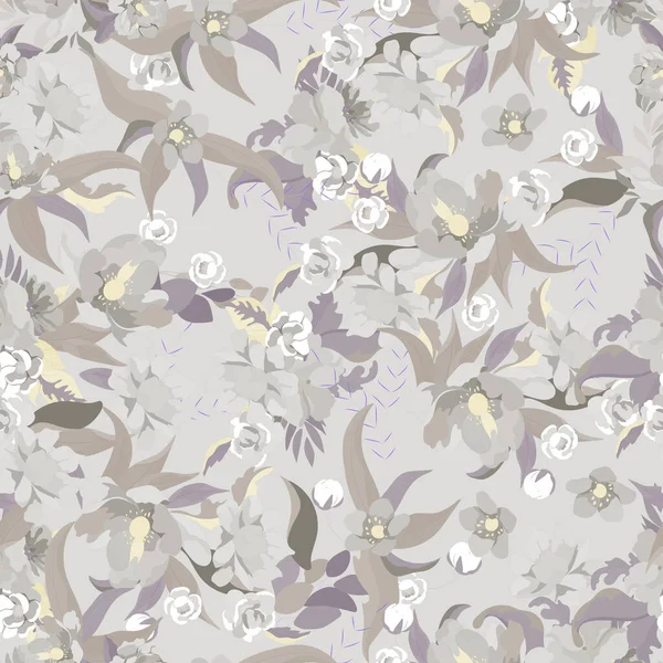 Modèle Floral Sans Couture Complète Tissu Imprimé Vecteur Hibiscus Fleur — Image vectorielle