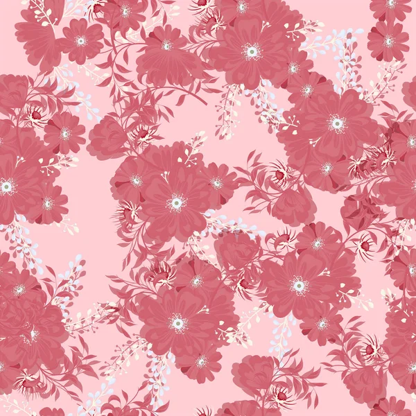 Motif Floral Sans Couture Complet Avec Marguerites Sur Fond Rouge — Image vectorielle