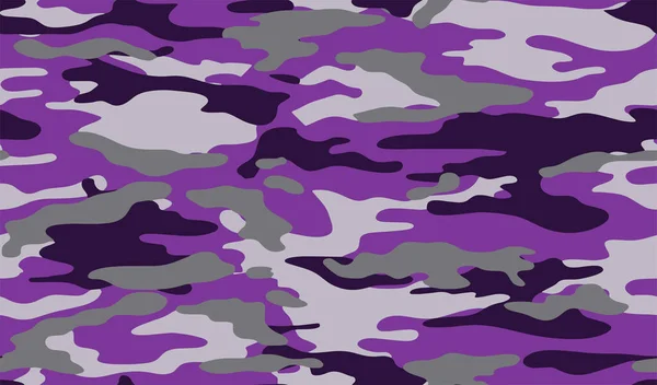 Fullständig Sömlös Lila Kamouflagefärgad Mönstervektor För Inredning Och Textil Army — Stock vektor