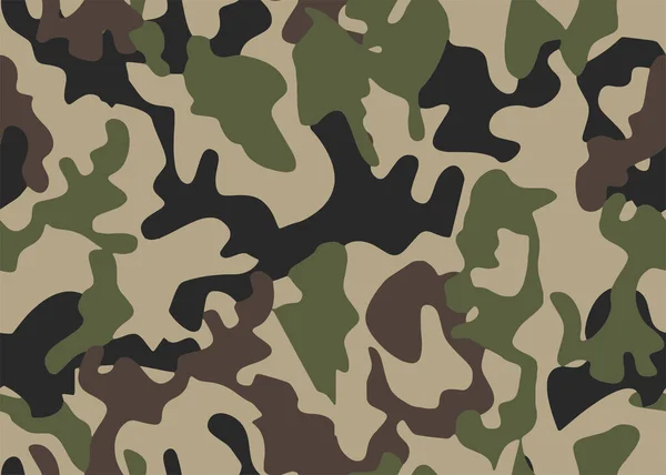 Completo Camuflaje Militar Sin Costuras Vector Patrón Piel Textura Oscura — Vector de stock