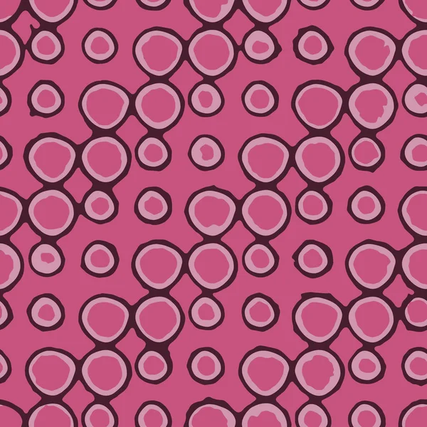 完整无缝的老式圆形图案背景 用于装饰的热粉色矢量 纺织品印花面料的结构设计 时装设计和家庭设计 — 图库矢量图片