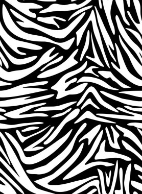 Tam Kusursuz Zebra Kaplan desenli Tekstil Doku İzi. Eskimiş Vektör Arkaplanı. İç mekan, giysi, çarşaf, kumaş, kapak, duvar kağıdı, moda için siyah beyaz tasarım.