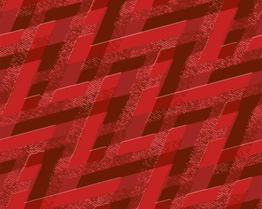 Tam Kusursuz Zigzag Yarım Tonlu Ekose Doku Şablonu. Elbise Kumaşı Parmak izi. Tekstil ve Ev Dekorasyonu için kırmızı arkaplan. Sıkıntılı geometrik vektör.