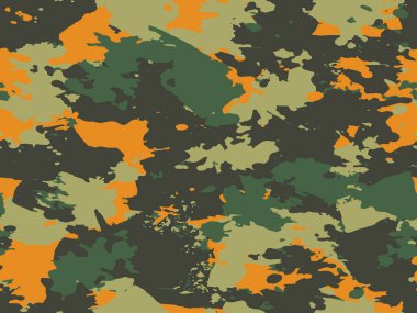 Full seamless orange camouflage texture skin pattern vector for military textile. Usable for Jacket Pants Shirt and Shorts. Green army camo design for fabric print.