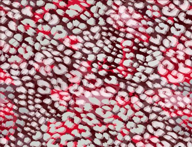 Kusursuz leopar çita desenli hayvan derisi desenli. Kırmızı tekstil kumaş izi. Moda için uygun. Vektör illüstrasyonu.