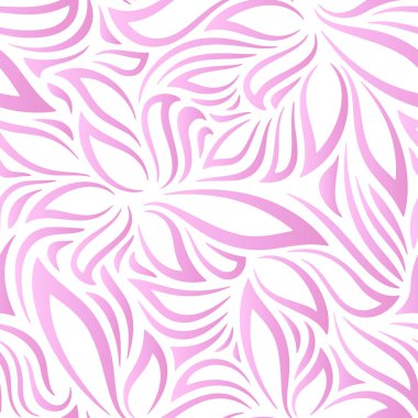 Full seamless floral background. Textile fabric print. Curved lines with ornate leaves. Outline contour flowers pattern. Simple nature illustration vector