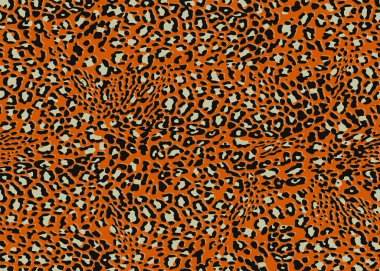 Kusursuz leopar çita desenli hayvan derisi desenli. Turuncu tekstil kumaş izi. Moda için uygun. Vektör illüstrasyonu.