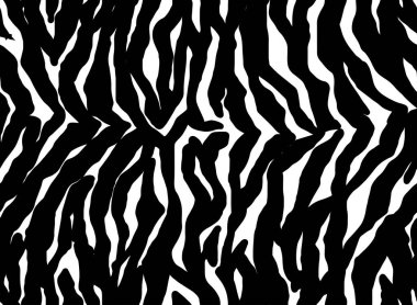 Kusursuz Zebra Kaplan desenli Tekstil dokusu. Vektör Arkaplanı. Kadınlar için Siyah ve Beyaz Hayvan Derisi Kumaş Parmak İzi.