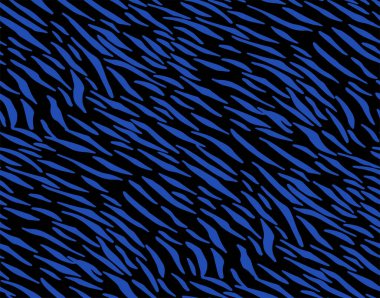 Tam dikişsiz kaplan ve zebra şeritli hayvan derisi deseni. Tekstil kumaş izi için mavi siyah doku. Moda kullanımı için uygun.