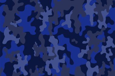 Tam kusursuz mavi kamuflaj deri modeli vektörü. Tekstil kumaş baskı ve duvar kağıdı için kış kamuflaj dokusu tasarımı.