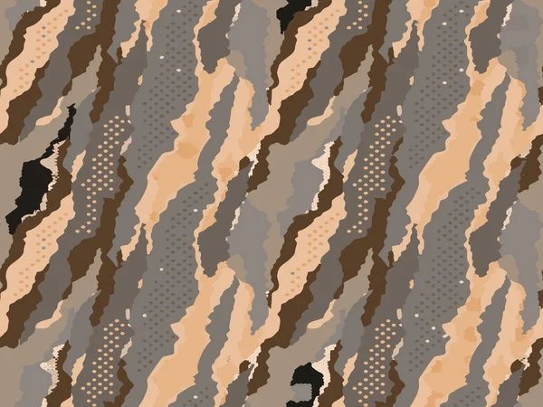 Full Sömlös Kamouflage Bakgrund Texturmönster Tyg För Textil Grå Brun — Stock vektor