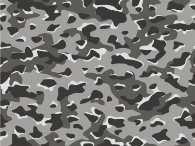 Kusursuz gri askeri kamuflaj desen vektörü. Siyah beyaz tekstil kumaş izi. Ordu kamuflaj geçmişi.