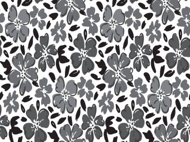 Kusursuz çiçek desenli klasik bir arka plan. Süslü, yumuşak bahçe çiçekleri ve kumaş deseni çizimi için yapraklar. Retro vektör.