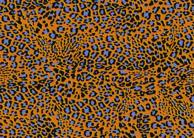 Kusursuz leopar çita desenli hayvan derisi desenli. Turuncu tekstil kumaş izi. Moda için uygun. Vektör illüstrasyonu.