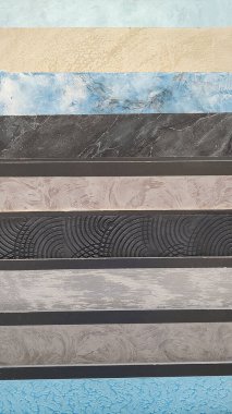 Mağazadaki dekoratif duvar alçılarından renk örnekleri