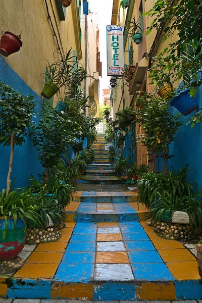 stock image A colorful side road in Tanger near a guesthouse