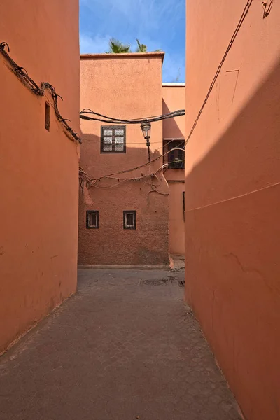 Röda Hus Marrakech Och Gränd Exakt Plats Okänd — Stockfoto