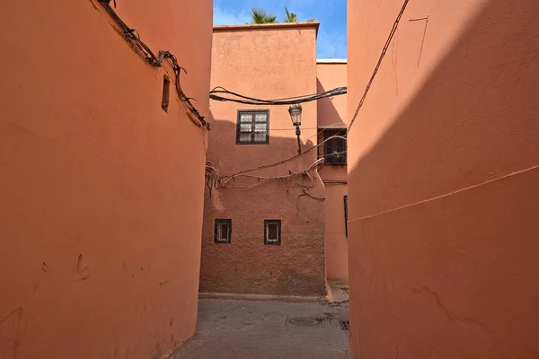 Röda Hus Marrakech Och Gränd Exakt Plats Okänd — Stockfoto