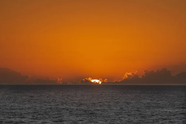 Sun Setting Caribbean Sea Seen Deck Cruise Ship — Stock Photo, Image