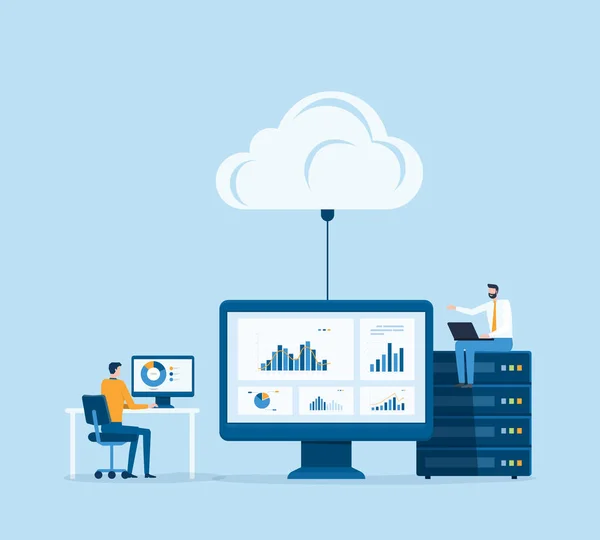 Tecnología Empresarial Servicio Computación Nube Servidor Almacenamiento Del Centro Datos — Vector de stock