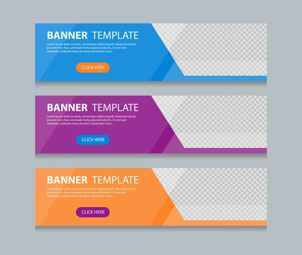 Conjunto Diseño Banner Web Abstracto Horizontal Plantilla Gradientes Fondo Color — Vector de stock