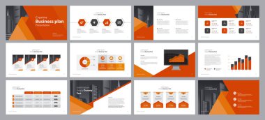 business presentation template design backgrounds and page layout design for brochure, book, magazine, annual report and company profile, with info graphic elements graph design concept clipart