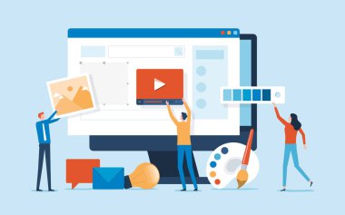 Web tasarımı ve mobil uygulama tasarım süreci konsepti tasarımcı ve geliştirici takım işbirliği kavramı