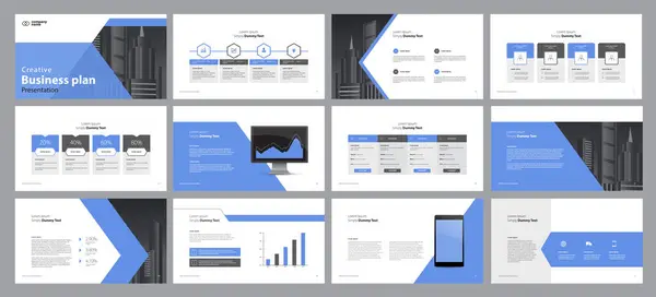 ビジネスプレゼンテーションテンプレートデザインの背景とパンフレット 年次報告書や会社概要のページレイアウトデザイン 情報グラフィック要素グラフデザインコンセプト ロイヤリティフリーストックベクター