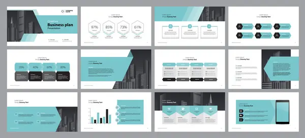 ビジネスプレゼンテーションテンプレートデザインの背景とパンフレット 年次報告書や会社概要のページレイアウトデザイン 情報グラフィック要素グラフデザインコンセプト ストックベクター