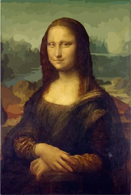 Vektör Mona Lisa. Leonardo da Vinci. Rönesans filmi. Louvre Müzesi