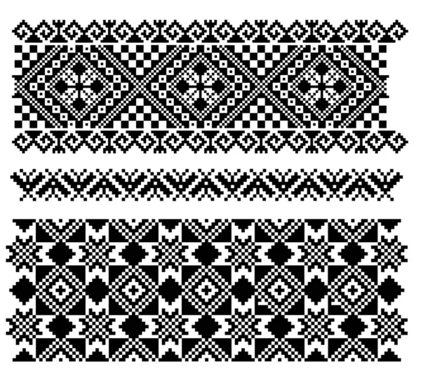 Schwarz Weißes Muster Ornament Ukrainische Stickerei — Stockvektor