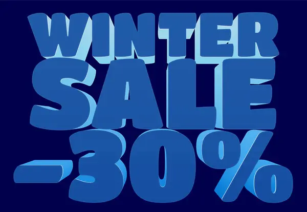 Winter discounts -30%, on a blue background, with a gradient, sale, e commerce, 3d