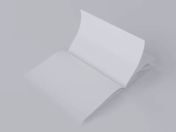 3D渲染空白杂志灰色背景 左视图 作模拟设计之用 — 图库照片